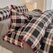 Wholesale INS Nordic Style Retro Plaid Triangle Needle Pure Four-Piece Set Full Shell Edge Yarn-Dyed Washed Cotton 4 Pieces_maomaolike.com