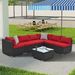 Patio Furniture PE Wicker & Tempered Glass Table_maomaolike.com