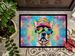 French Bulldog Hippie Dawg Doormat Front Door Mat Indoor Outdoor Rugs For Entryway, Non Slip Washable Low Pile, 24H X 36W_maomaolike.com