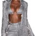 Women's Clothing 2024 new solid color sequins fashionable sexy casual shirt underwear straight pants three piece set_maomaolike.com