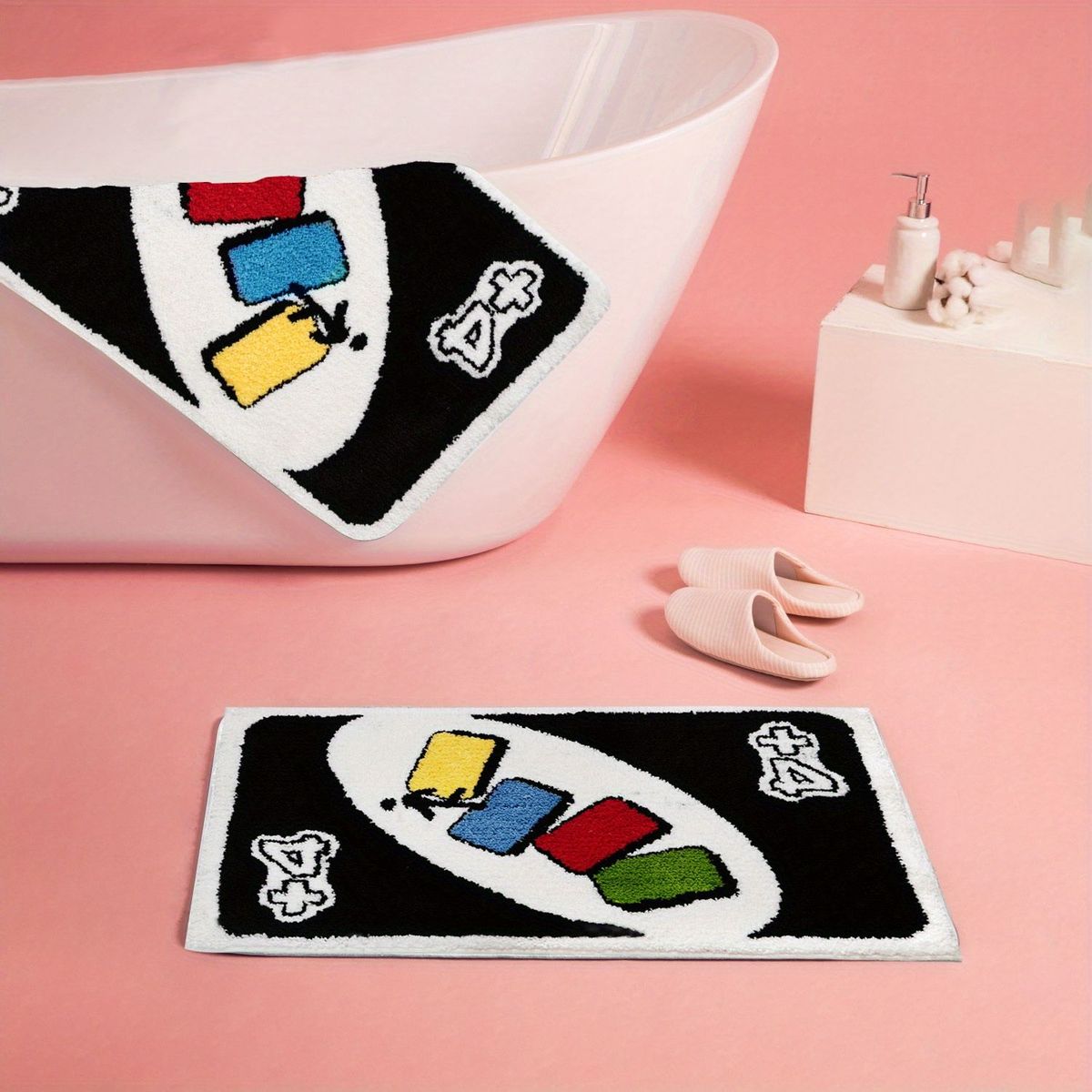 Bathroom Rug Game Aesthetic Decoration, Card Playing Rug, Game-like Interactive Rug, Super Absorbent Machine Washable Non-slip Rug, Thick And Fluffy Bedroom Rug, Bathroom Soft Shower Mat_maomaolike.com