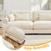 Over Size Modern Two-seater Sofa With Ottoman, Velvet 2-Seater With Round Bolster Armrests,With Waist Pillow And Throw Pillows,Small L Shape Sofa For Living Room, Reading Room , Loft And Bedroom,Cream_maomaolike.com