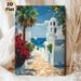 Mediterranean Coastal Town Painting Poster, Vibrant Idyllic Coastal Scene Poster, Infuses Tranquil Seaside Atmosphere, Ideal For Living Room, Bedroom_maomaolike.com