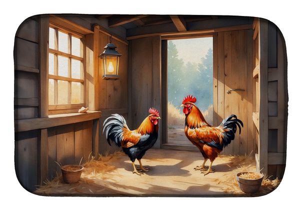 Chickens In The Coop Dish Drying Mat Absorbent Dish Drying Mat Pad For Kitchen Counter Dish Drainer Mat For Countertop, 14 X 21", Multicolor_maomaolike.com