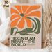 Abstract Floral Painting Poster, Minimalist Earth-toned Graphic Poster, Inspirational "Repair The World" Text Design Ideal For Living Room, Bedroom_maomaolike.com