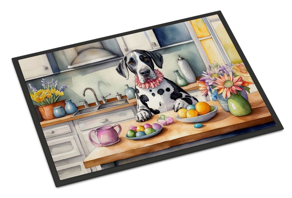 Decorating Easter Great Dane Doormat Front Door Mat Indoor Outdoor Rugs For Entryway, Non Slip Washable Low Pile, 24H X 36W_maomaolike.com