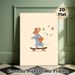 Skateboarding Mouse Painting Poster, Warm-toned Cute Cartoon Poster, Playful Design Of Mouse In Striped Outfit On Skateboard With Butterflies, Brings_maomaolike.com