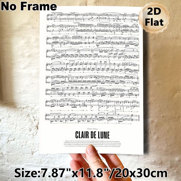 Clair De Lune Sheet Music Painting Poster, Elegant Monochrome Musical Notation Poster, Artistic Classical Music Decor To Bring Refined Ambiance For_maomaolike.com