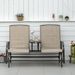 Outdoor Glider Bench With Center Table, Metal Frame Patio Loveseat With Breathable Mesh Fabric And Armrests For Backyard Garden Porch, Brown_maomaolike.com