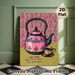Chai Club Tea Set Painting Poster, Vibrant Vintage Teapot & Teacup Illustration Poster, Brings Cozy Tea-time Vibe, Ideal For Kitchen And Dining Room_maomaolike.com