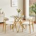 Set Of 2 Dining Chairs, Modern Kitchen Chairs With Soft Padding, Farmhouse Restaurant Chairs With Curved Backrests And Metal Legs, For Dining Rooms And Kitchens, White And Gold._maomaolike.com