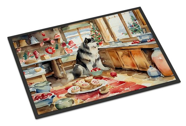 Alaskan Malamute Christmas Cookies Doormat Front Door Mat Indoor Outdoor Rugs For Entryway, Non Slip Washable Low Pile, 24H X 36W_maomaolike.com
