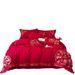 Manufacturer Wholesale 100% 60s Long Staple Four-Piece Set Pure Cotton Bright Red Wedding Room Embroidered Bedding_maomaolike.com