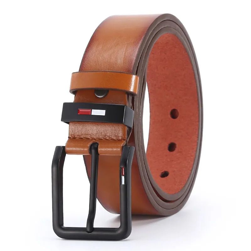 HOT Men's PU Leather Alloy Pin Square Buckle Belt BusinessLeisure Belts Fashion Black Coffee Brown WaistBelts for Men_maomaolike.com
