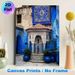 Moroccan Blue Courtyard Painting Poster, Vibrant Traditional Islamic Mosaic Style Poster, Brings Exotic Cultural Charm, Ideal For Living Room And_maomaolike.com