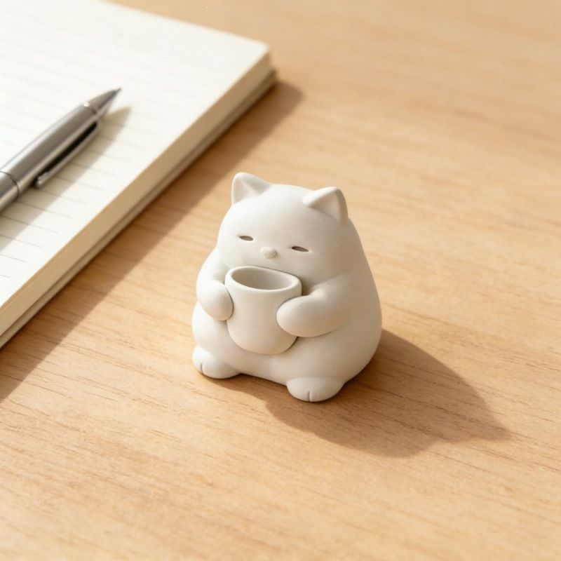 Compact Cat Figurine Statue Drinking Shape, Household Decor Ornament For Desk, Bookshelf, Office And Living Room Display
_maomaolike.com