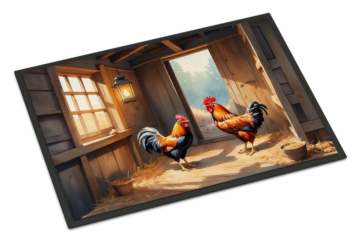 Chickens In The Coop Doormat Front Door Mat Indoor Outdoor Rugs For Entryway, Non Slip Washable Low Pile, 24H X 36W_maomaolike.com