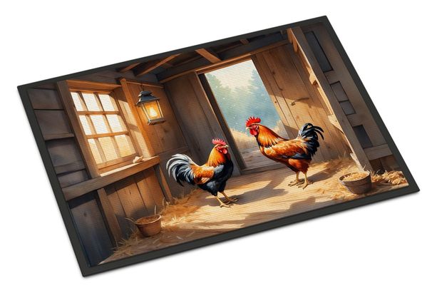 Chickens In The Coop Doormat Front Door Mat Indoor Outdoor Rugs For Entryway, Non Slip Washable Low Pile, 24H X 36W_maomaolike.com