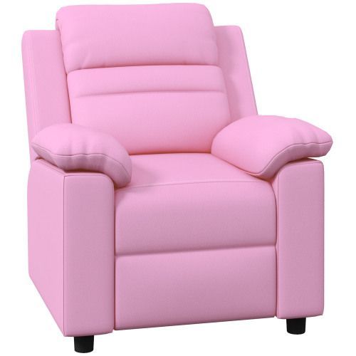 Qaba Kids Recliner Chair, Toddler Leather Sofa Lounge Chair With Armrest, Footrest, Headrest For Boys And Girls 3-9 Years Old, Pink_maomaolike.com