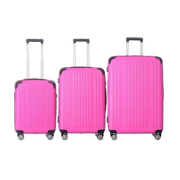 3-Piece Lightweight ABS Hardshell Luggage Set (20", 24", 26") In Honey Powder With Spinner Wheels, TSA Lock, And Adjustable Telescopic Handle - Durable Travel Suitcases_maomaolike.com