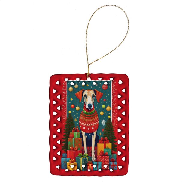 Azawakh Hound Holiday Christmas Porcelain Ornament Christmas Tree Hanging Decorations For Home Christmas Holiday, Rectangle, Gift, Multicolor_maomaolike.com