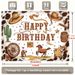 Western Cowboy Birthday Party Banner - 2D Flat Polyester Backdrop With Cacti, Horseshoes, Wall Hanging Photo Props, Party Decor_maomaolike.com