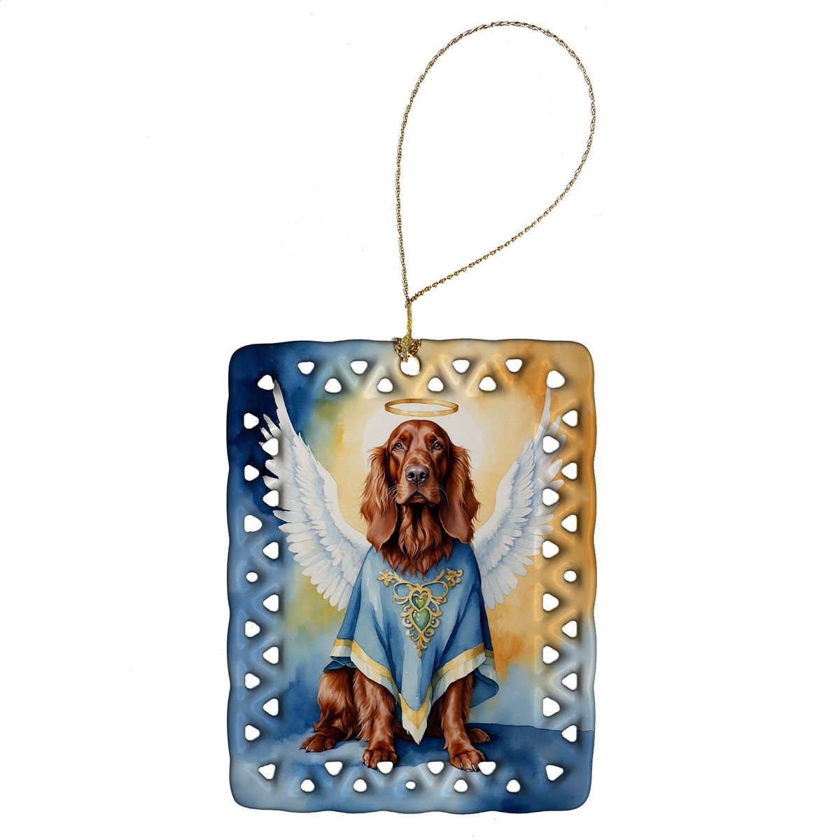 Irish Setter My Angel Porcelain Ornament Christmas Tree Hanging Decorations For Home Christmas Holiday, Rectangle, Gift, Multicolor_maomaolike.com