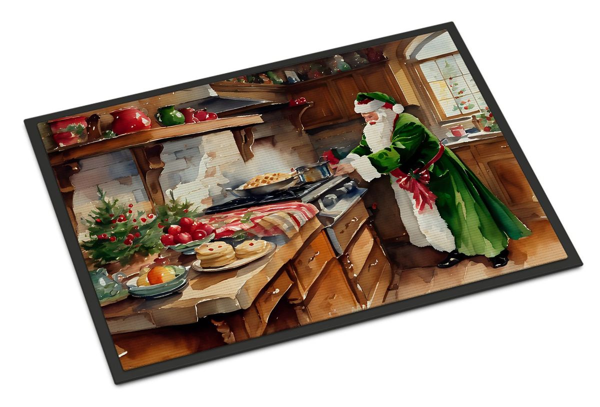 Cookies With Santa Claus Father Christmas Doormat Front Door Mat Indoor Outdoor Rugs For Entryway, Non Slip Washable Low Pile, 24H X 36W_maomaolike.com