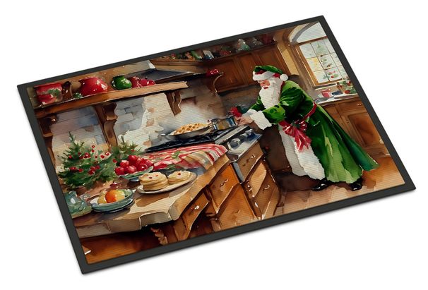 Cookies With Santa Claus Father Christmas Doormat Front Door Mat Indoor Outdoor Rugs For Entryway, Non Slip Washable Low Pile, 24H X 36W_maomaolike.com