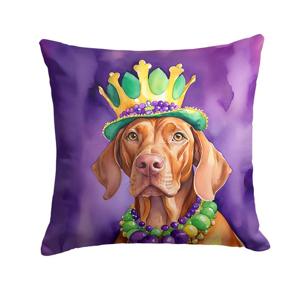 Vizsla King Of Mardi Gras Throw Pillow Machine Washable, Indoor Outdoor Decorative Pillow For Couch, Bed Or Patio, 18Hx18W_maomaolike.com