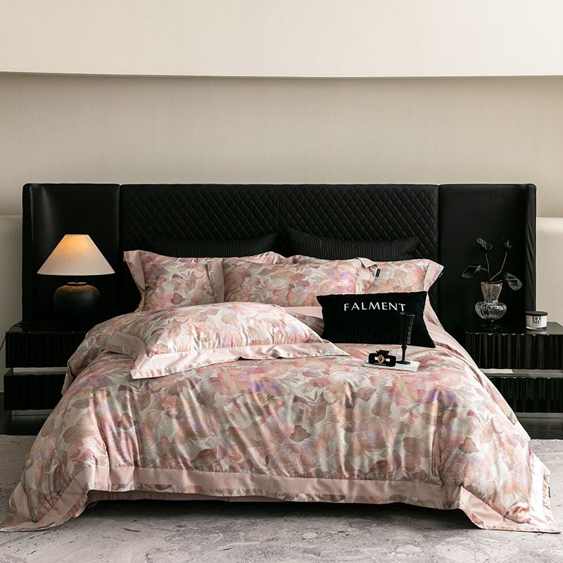 Light Luxury Style Long-staple Four-piece Set Pastoral Floral Print Wide-border Quilt Cover All Cotton Skin Friendly Breathable Be_maomaolike.com
