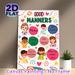 Good Manners Painting Poster, Vibrant Cartoon Style Poster, Teaches Common Polite Expressions, Ideal For Classroom And Educational Learning_maomaolike.com
