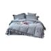 1 French Style 100S Long Staple Cotton Four-Piece Set Romantic Bow Embroidery Ruffle Edge Duvet Cover All-Cotton Bedding_maomaolike.com