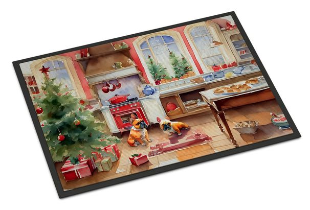 French Bulldog Christmas Cookies Doormat Front Door Mat Indoor Outdoor Rugs For Entryway, Non Slip Washable Low Pile, 24H X 36W_maomaolike.com