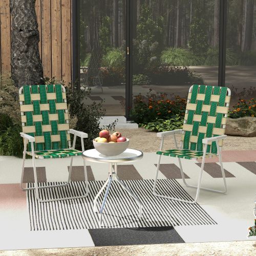 Outsunny Set Of 2 Patio Folding Chairs, Classic Outdoor Camping Chairs, Portable Lawn Chairs For Camping, Garden, Pool, Beach, Backyard W/ Armrests, Green_maomaolike.com