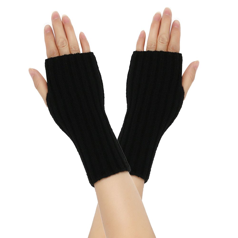 Unisex Warm wool gloves Fingerless gloves Knitted cuffs Wool gloves with false sleeves straight gloves Warm gloves_maomaolike.com