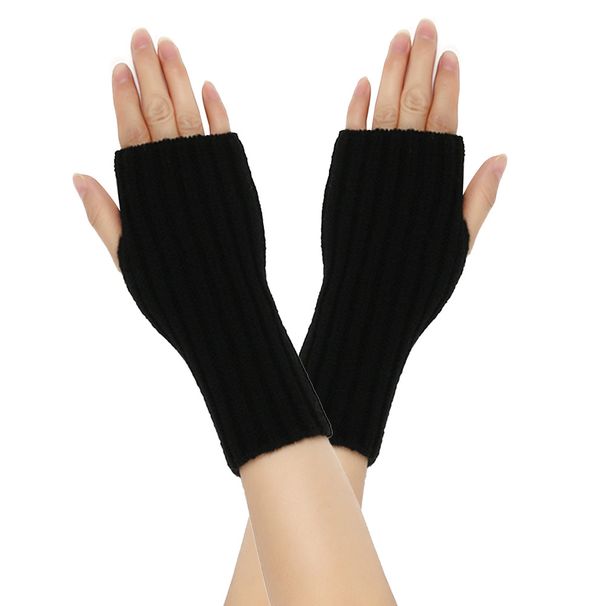 Unisex Warm wool gloves Fingerless gloves Knitted cuffs Wool gloves with false sleeves straight gloves Warm gloves_maomaolike.com