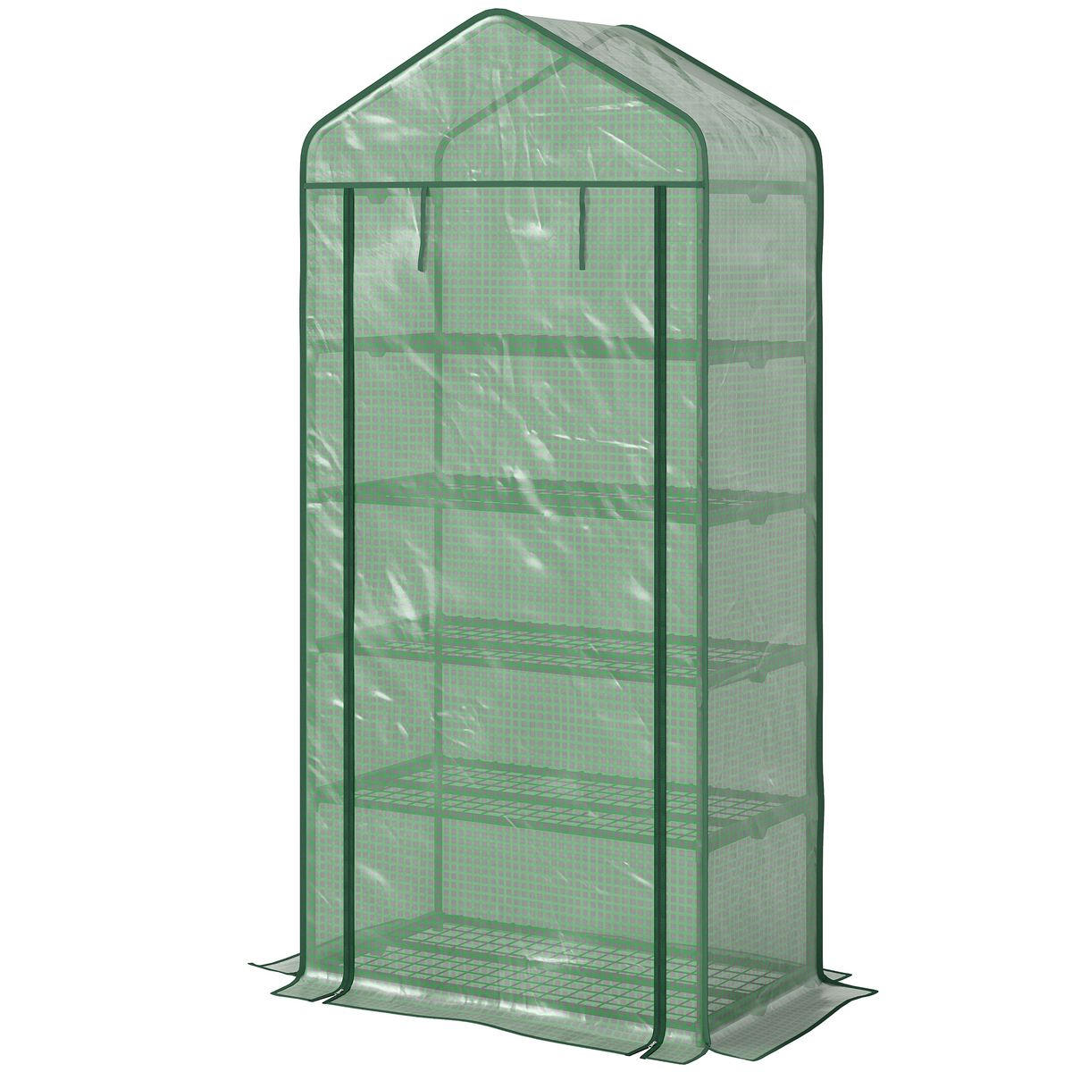 5 Tier Mini Greenhouse, Small Portable Greenhouse With PE Cover, Roll-Up Zippered Door, 76" X 35.4" X 19.3", Green_maomaolike.com