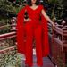 women's fashion solid color ribbon splicing short top wide-leg pants dress suit women_maomaolike.com