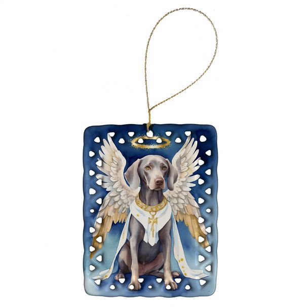 Weimaraner My Angel Porcelain Ornament Christmas Tree Hanging Decorations For Home Christmas Holiday, Rectangle, Gift, Multicolor_maomaolike.com