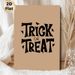 Halloween Trick Or Treat Painting Poster, Minimalist Retro Typographic Poster, Bold Black Text With Bat Accents On Warm Tone, Adds Festive Halloween_maomaolike.com