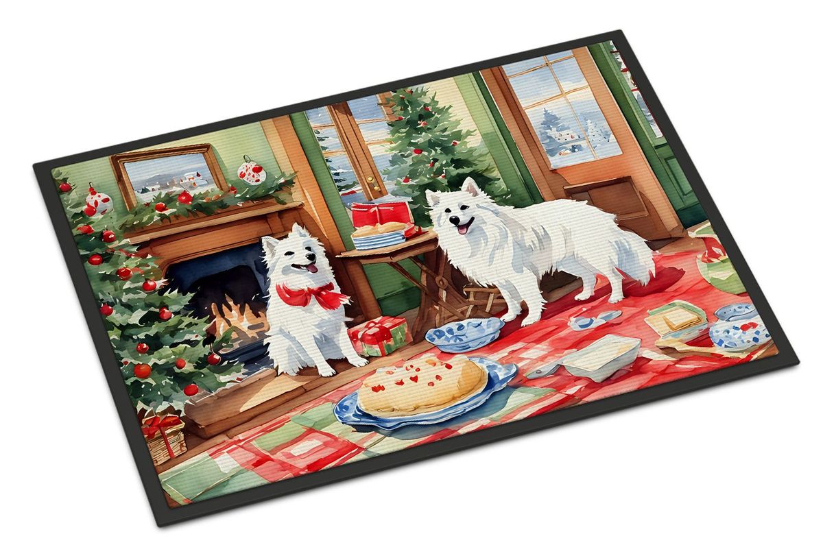 American Eskimo Christmas Cookies Doormat Front Door Mat Indoor Outdoor Rugs For Entryway, Non Slip Washable Low Pile, 24H X 36W_maomaolike.com
