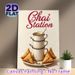 Chai Station Themed Painting Poster, Vintage Warm-toned Stacked Chai Cups & Samosas Poster, Cozy Culinary Decor Idea For Cafes, Dining Areas_maomaolike.com