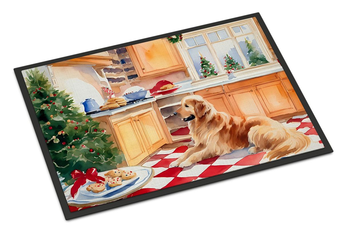 Golden Retriever Christmas Cookies Doormat Front Door Mat Indoor Outdoor Rugs For Entryway, Non Slip Washable Low Pile, 24H X 36W_maomaolike.com