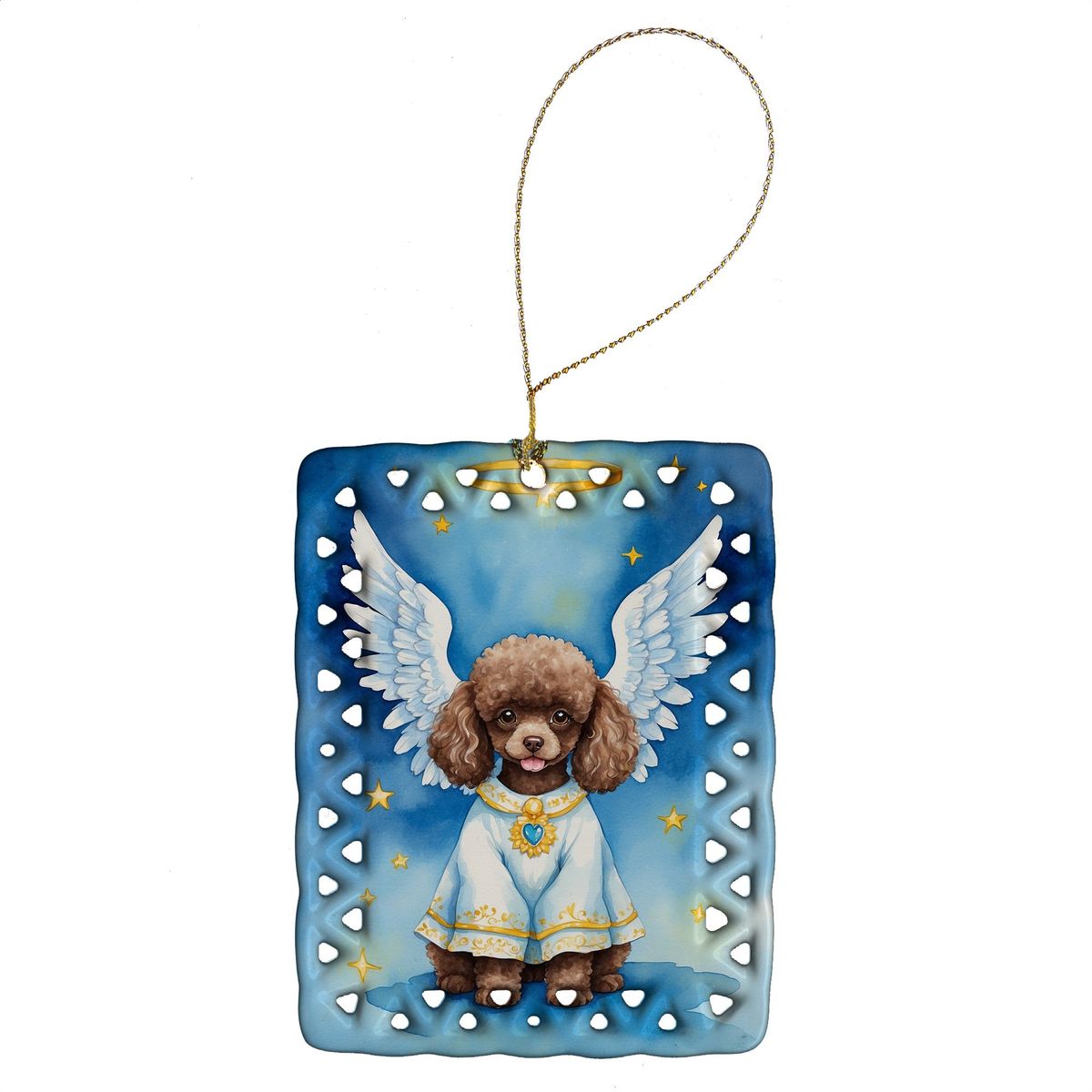 Chocolate Poodle My Angel Porcelain Ornament Christmas Tree Hanging Decorations For Home Christmas Holiday, Rectangle, Gift, Multicolor_maomaolike.com