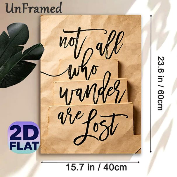 Not All Who Wander Are Lost Themed Painting Poster, Vintage Handwritten Calligraphy Poster, Inspirational Quote Decor Ideal For Home, Office And_maomaolike.com
