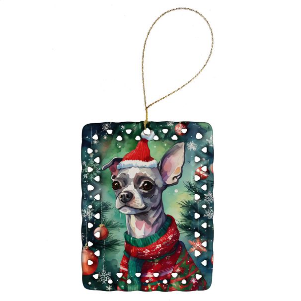 Chinese Crested Christmas Porcelain Ornament Christmas Tree Hanging Decorations For Home Christmas Holiday, Rectangle, Gift, Multicolor_maomaolike.com