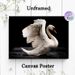 White Swan Painting Poster, Elegant Realistic White Swan Spreading Wings On Dark Water Poster, Eye-catching Contrast Design Ideal For Living Room_maomaolike.com
