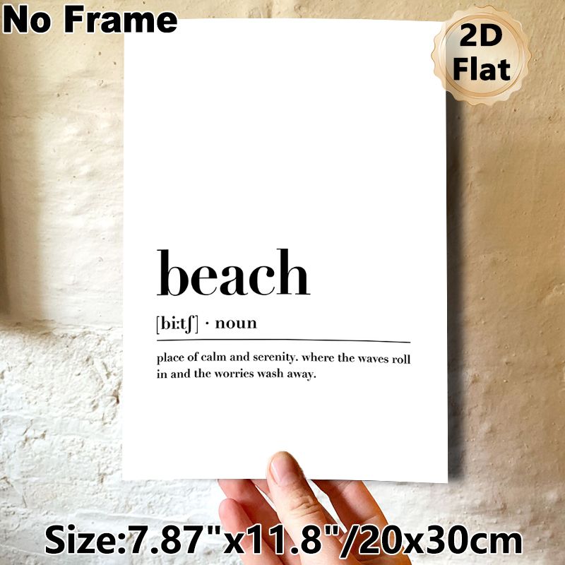 Beach Definition Painting Poster, Minimalist Typographic Text Poster, Offers A Tranquil Vibe, Ideal For Bedroom, Living Room Or Coastal-themed Spaces_maomaolike.com