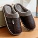 Men's Big Size Winter Slippers Indoor Pu Leather Home Fluffy Casual Slides Men Bedroom Comfy Shoes Houseshoes_maomaolike.com
